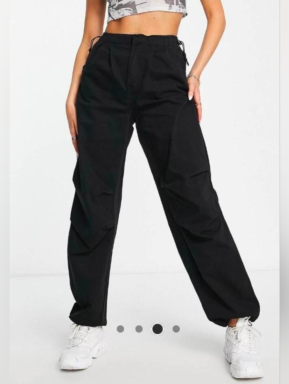 ❤️ NWT! BERSHKA HIGH RISE BAGGY PARACHUTE PANTS, BLACK, SMALL